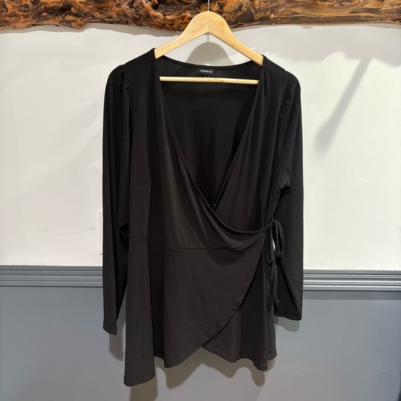 Torrid Elegant Wrap Style Black Blouse - Picture 1 of 8